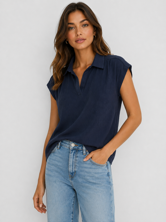 Coastal Crinkle Top - Navy
