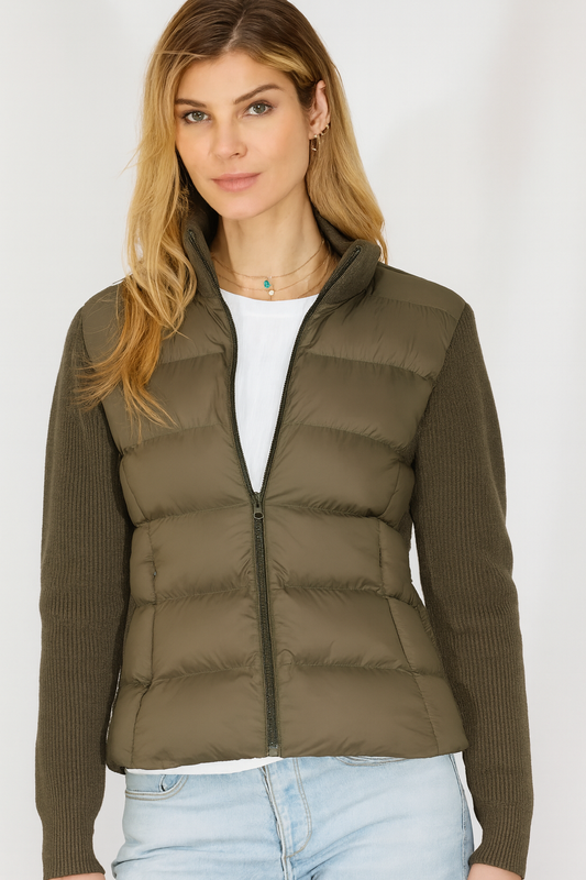 The Aspen Knit-Sleeve Puffer Jacket