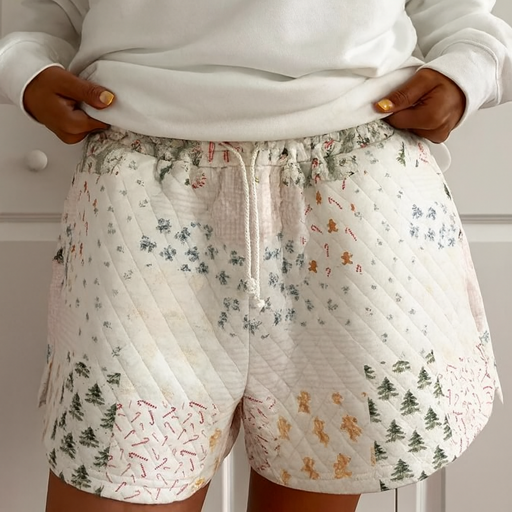 Christmas Patch Work Shorts