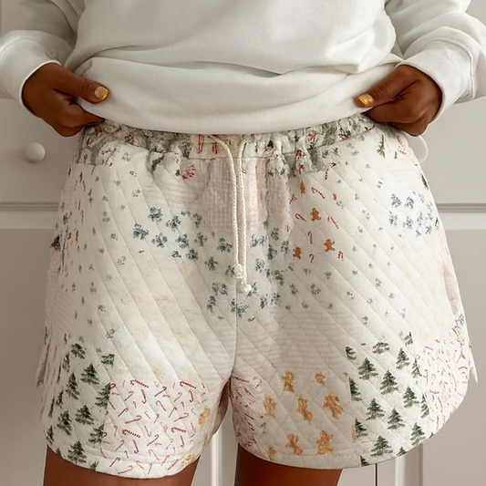 Christmas Patch Work Shorts