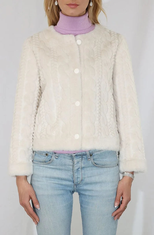 The Vienna Ivory Textured Jacket