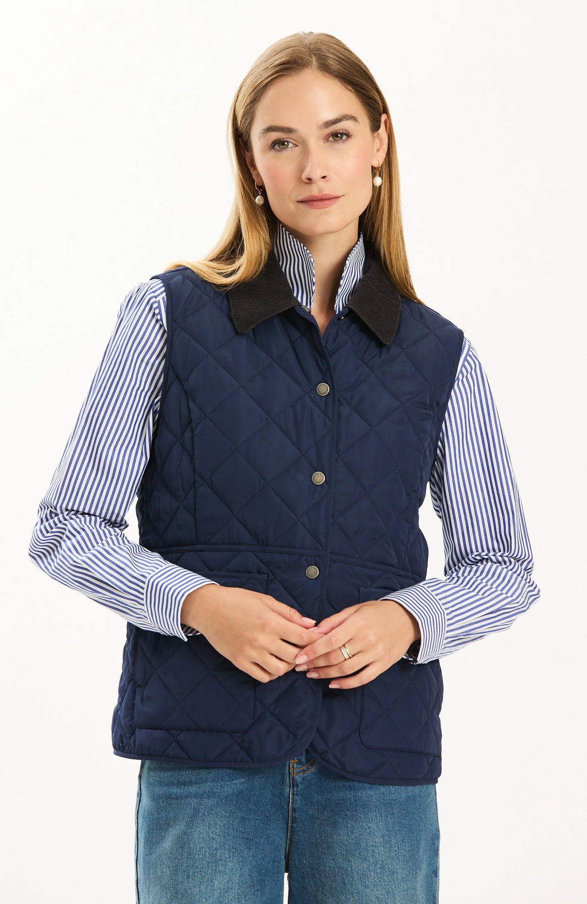 Navy Cord Collar Vest
