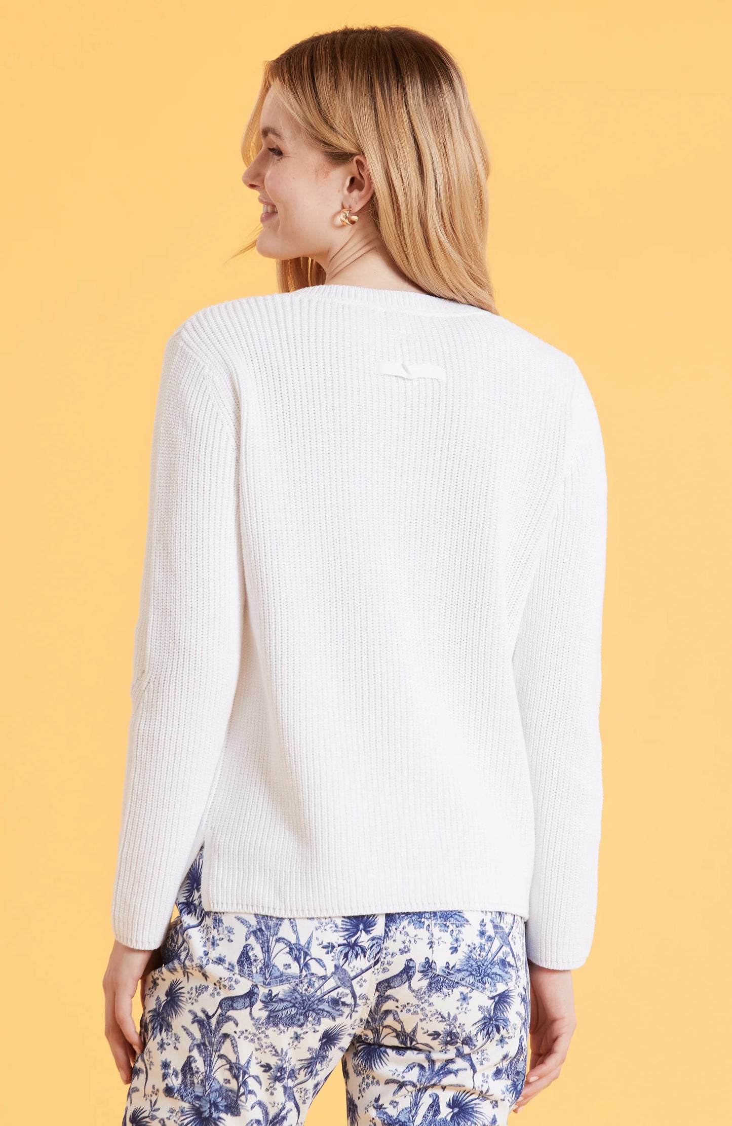 Mineral Wash Shaker Sweater White