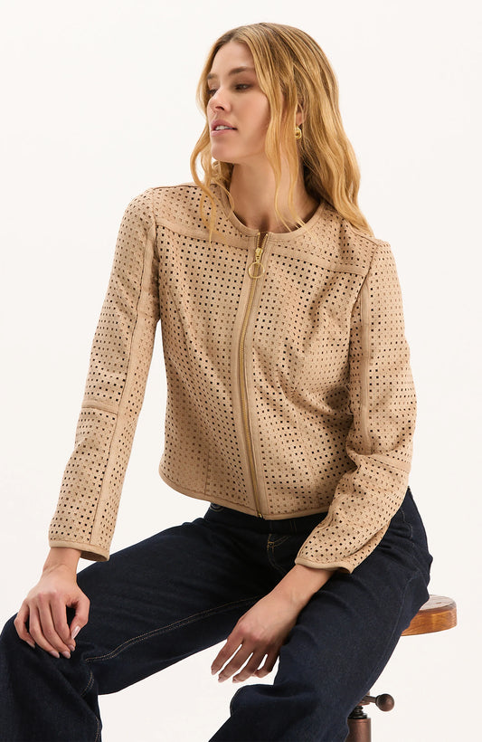 Punched Faux Suede Jacket