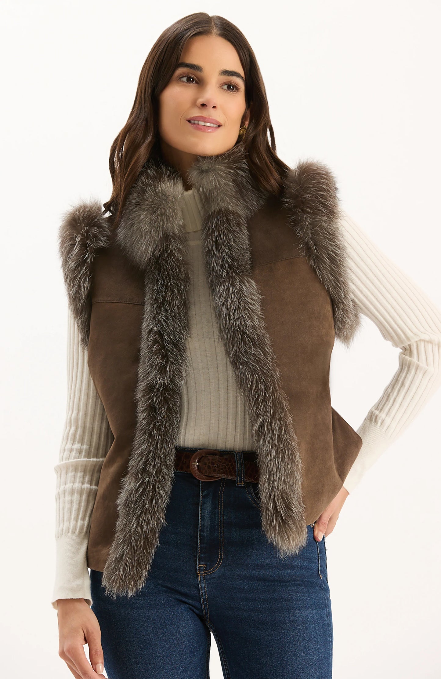 Fox Fur Vest Walnut