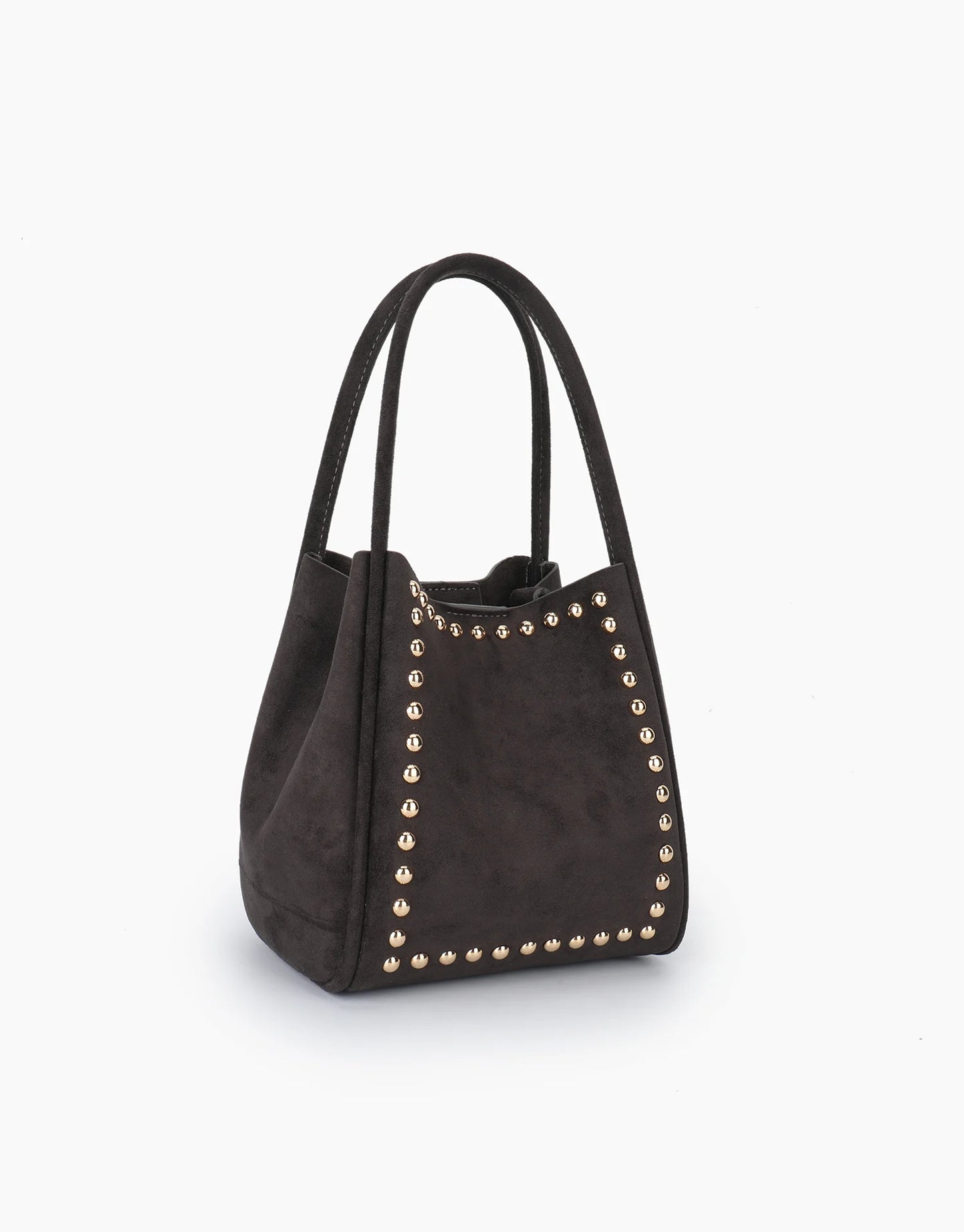 Mini Tote Studded Faux Suede Black