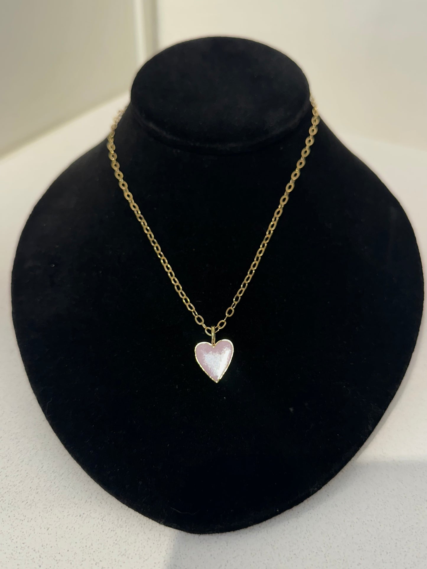 Lilac Enamel Heart Pendant Necklace