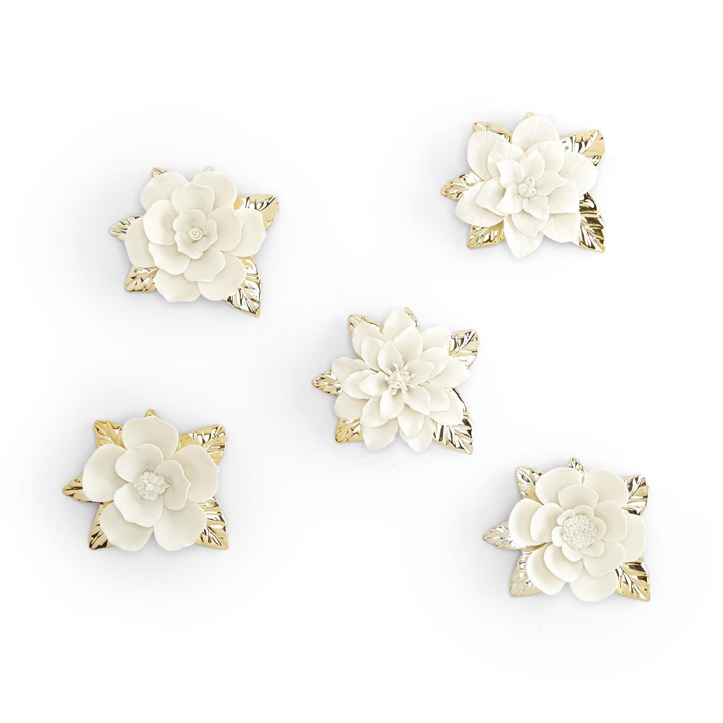 Porcelain Flowers with Golden Leaves