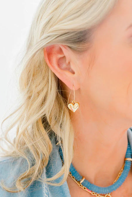 Puff Heart Drop Earrings