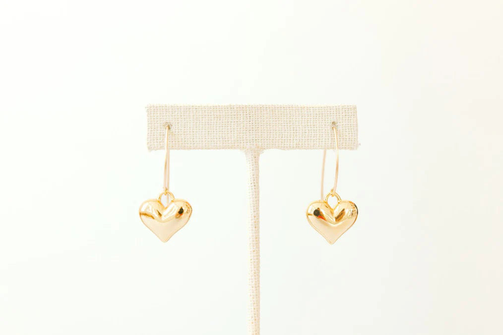 Puff Heart Drop Earrings