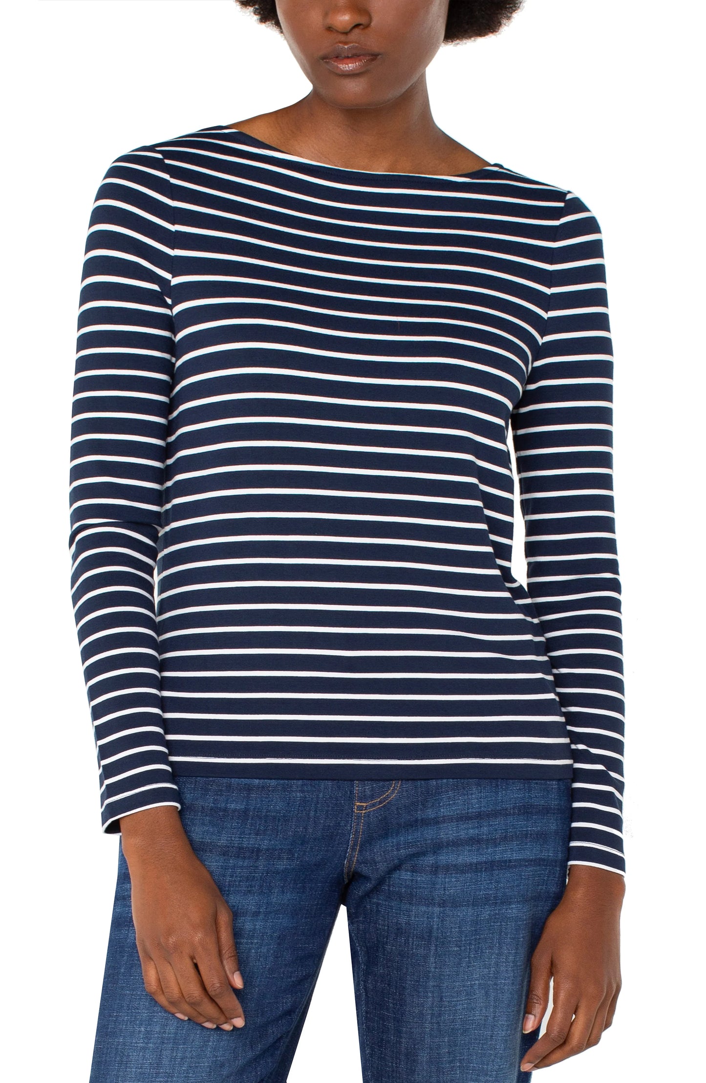 Long sleeve boat neck top