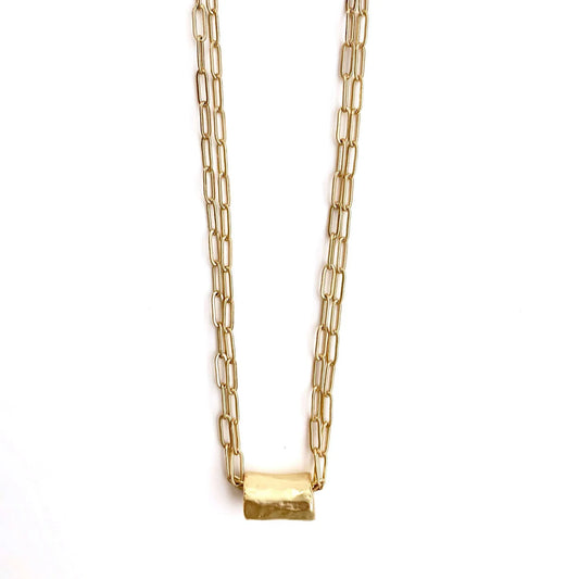Double Paper Clip Barrel Necklace