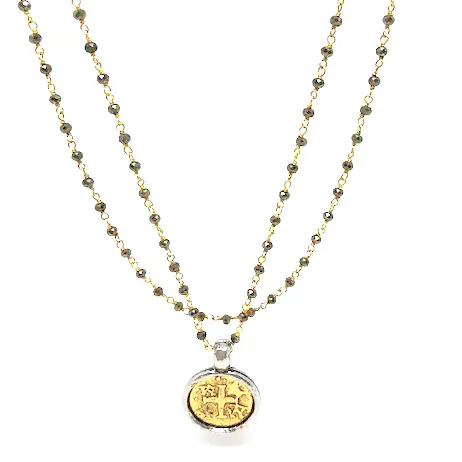 Coin Gold Pyrite Necklace