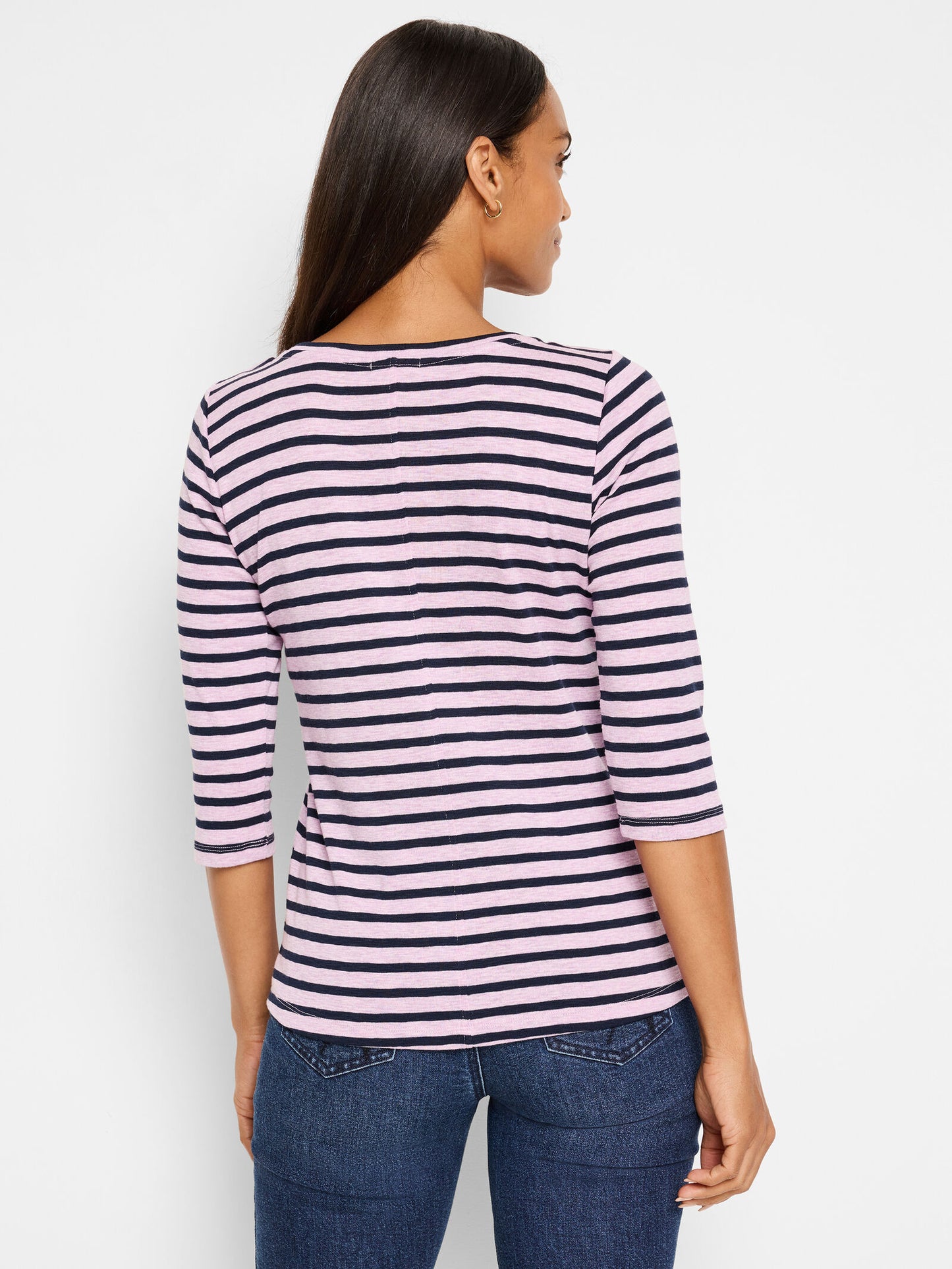 Stripe 3/4 Sleeve Boat Tee