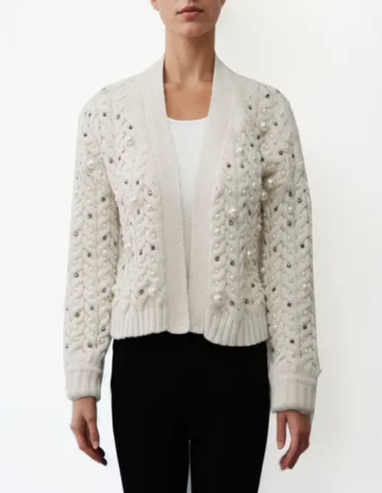 Pearl Embellished Knit Cardigan