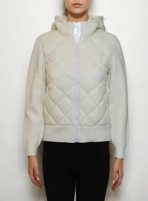 Puffer Vest With Knit Sleeves