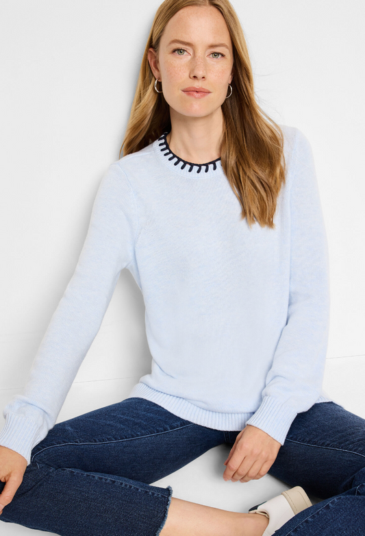 Stitch Neck Cashmere Blend Sweater