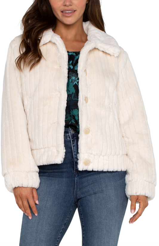 Faux Fur Button Up Jacket