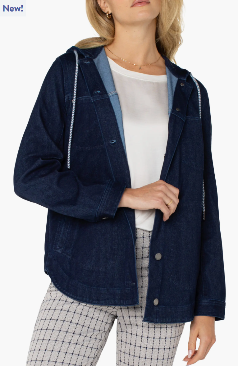 Hooded Denim Shirt Jacket