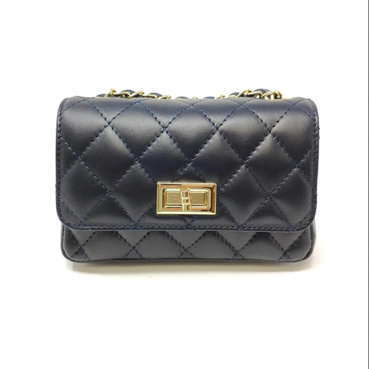 Navy Quilted Handbag