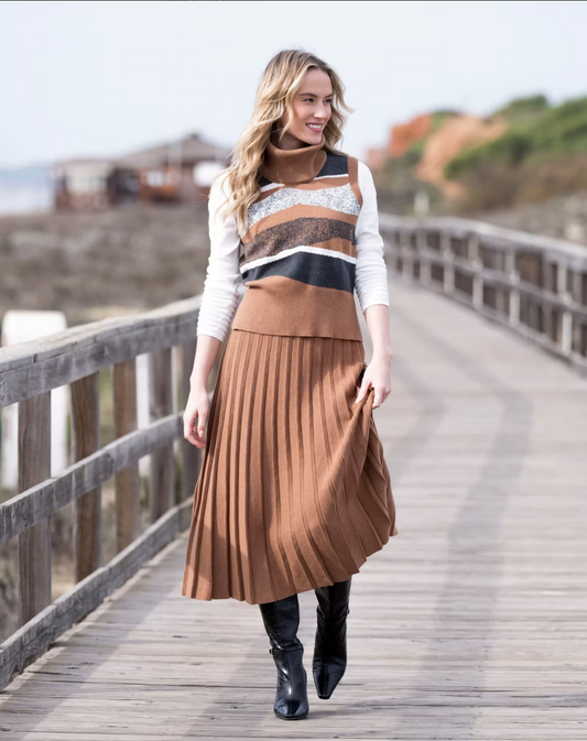 Pleated Midi Skirt – Camel