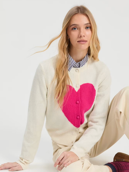 Heart Cardigan Sweater - Ivory