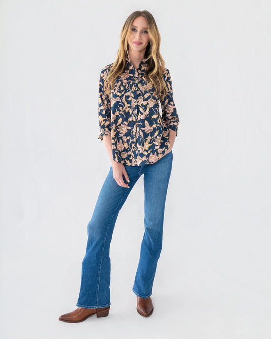 Midnight Garden Button-Up Blouse