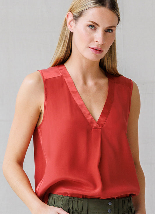 Sriracha Satin V-Neck Tank
