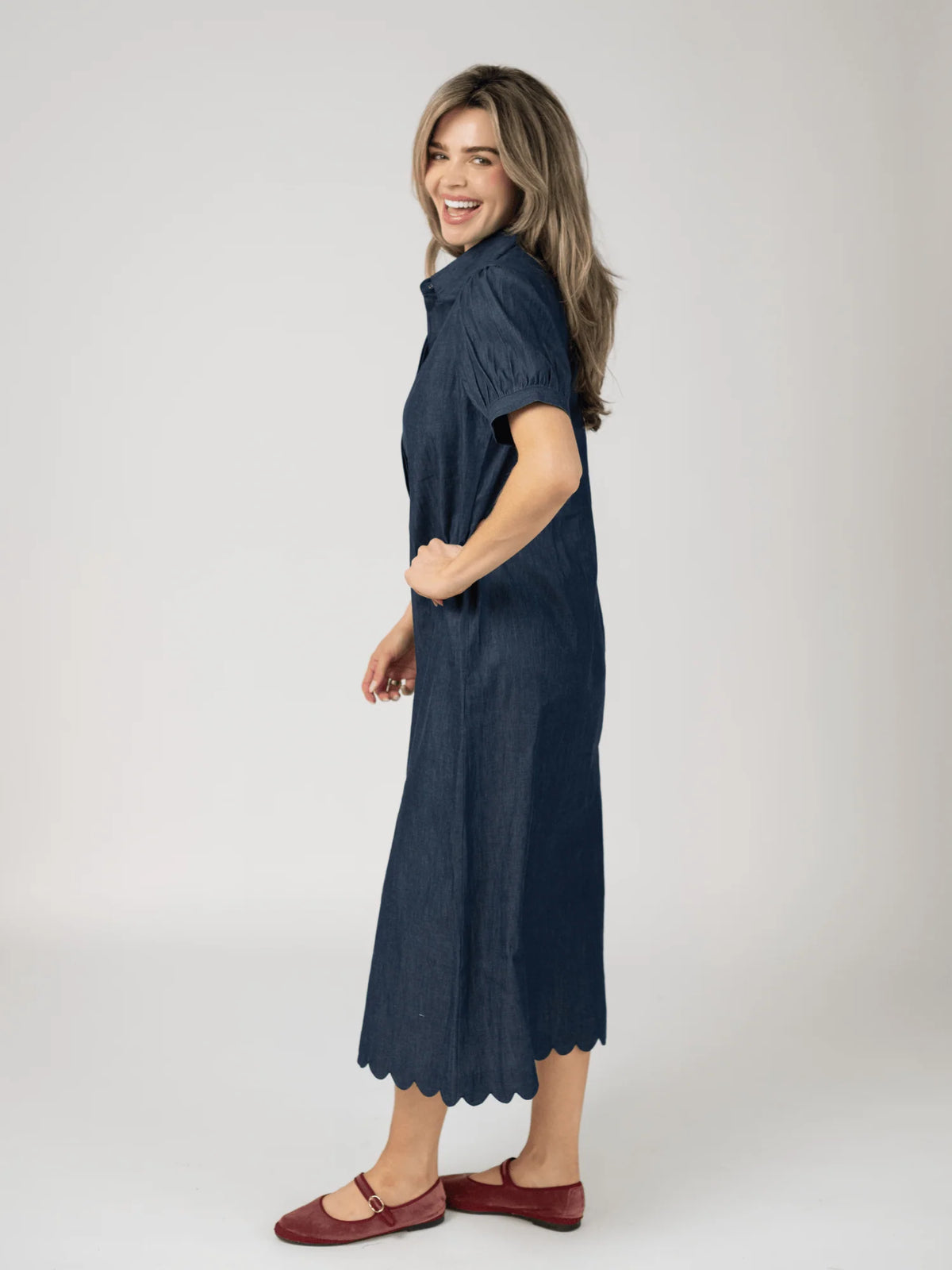 Kristen Dress with Scallop Hem