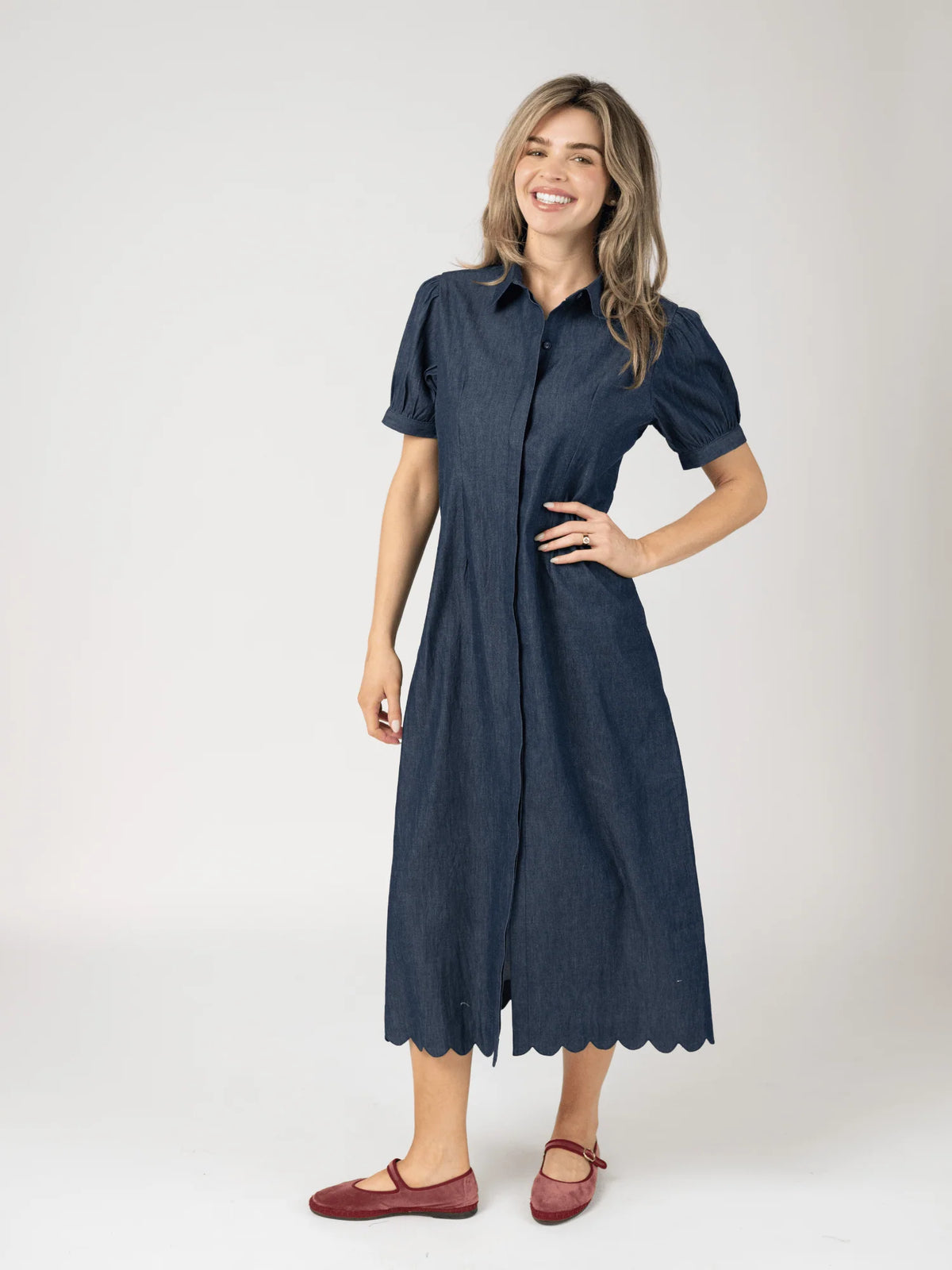 Kristen Dress with Scallop Hem