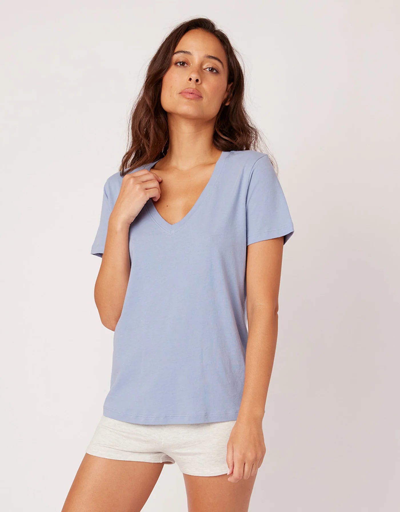Charleston V Neck Tee River Blue