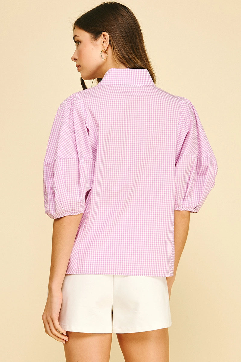 Lavender Picnic Puff Blouse