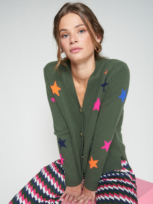 Alina Star Cardigan Green Multicolor