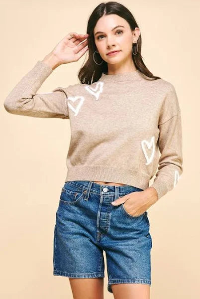 Tan Heart Sweater