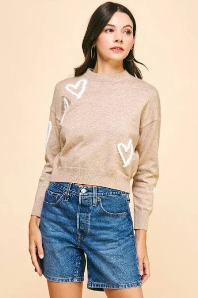 Tan Heart Sweater