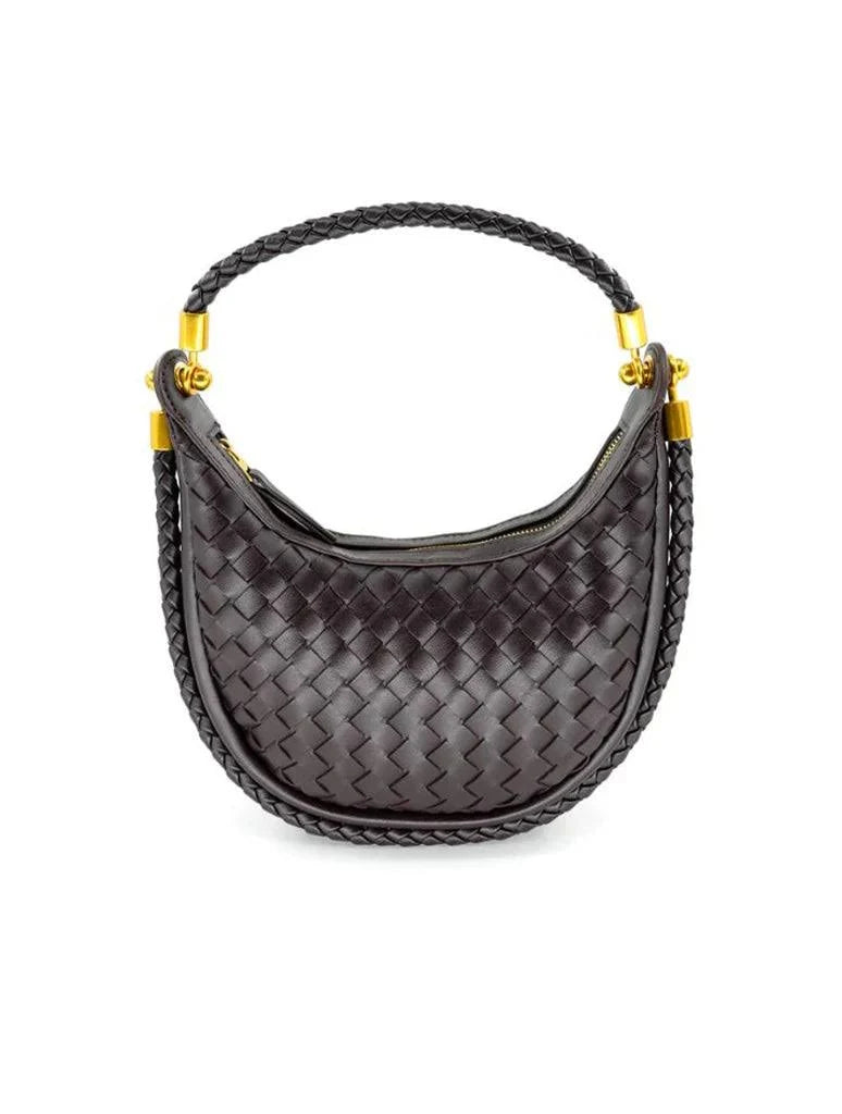 Chocolate woven handbag