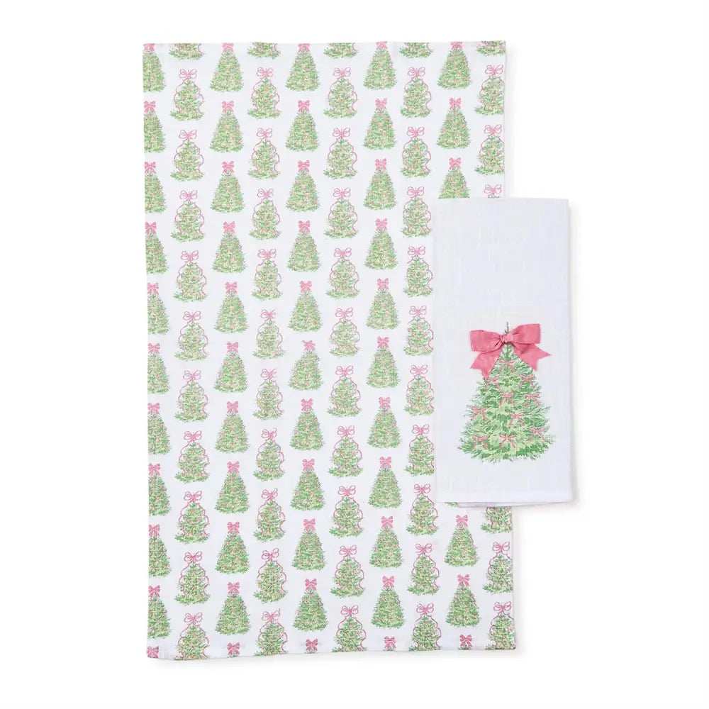 Hand Towel Christmas Tree with Bow Set of 2