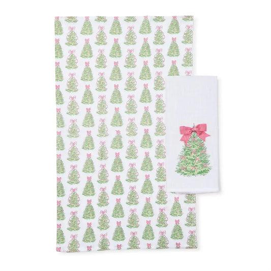 Hand Towel Christmas Tree with Bow Set of 2