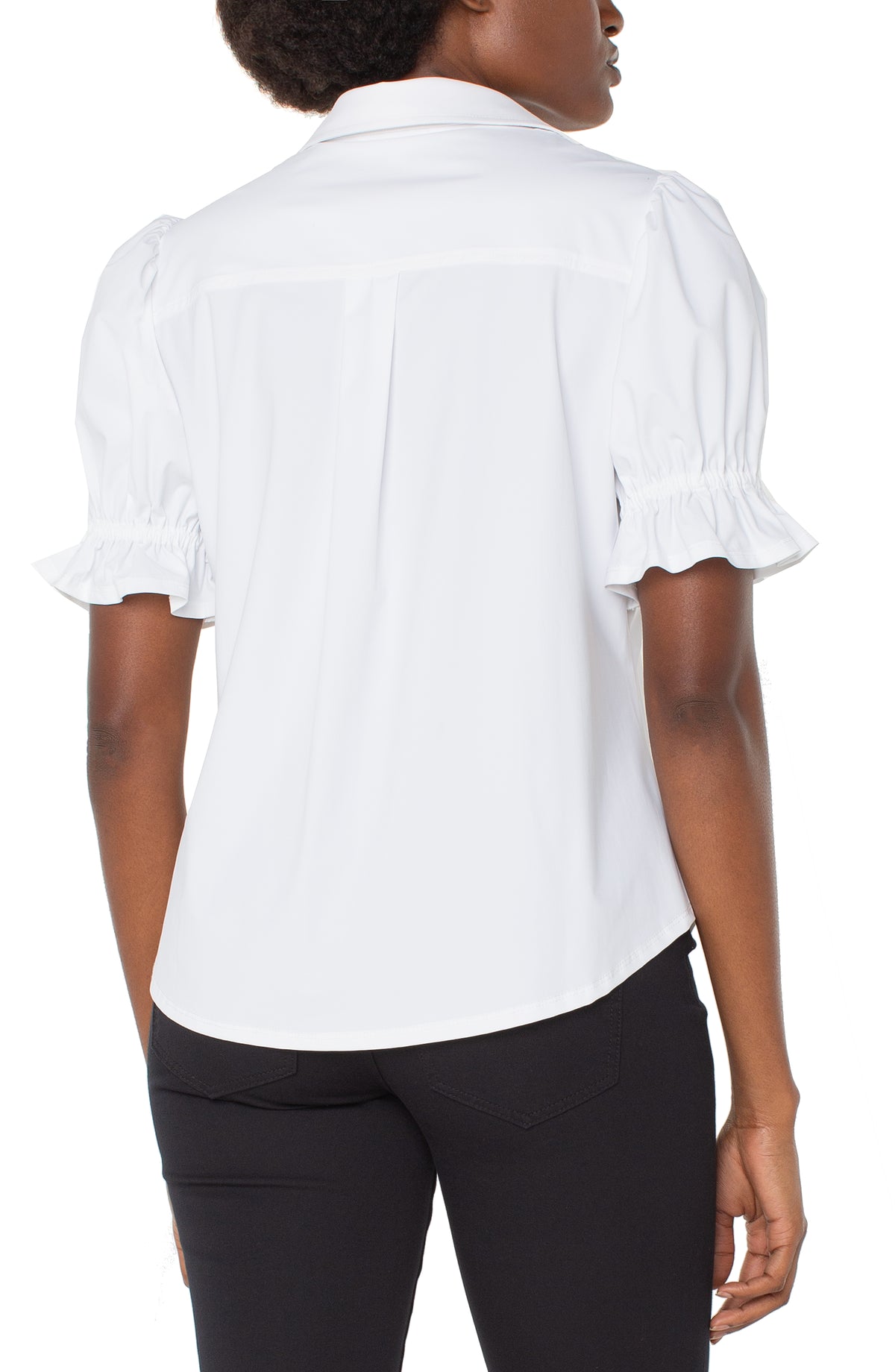 White Snap Short Sleeve Blouse