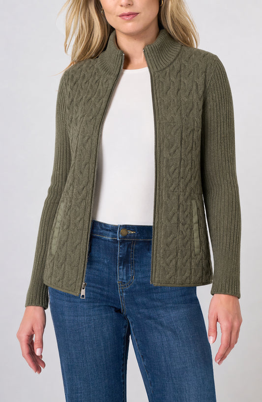 Long Sleeve Quilted Sweater Jacket